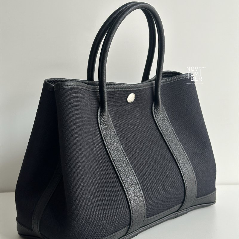 閒置新🫰🏻有購證🙌🏻 Hermès 愛馬仕 Garden Party 30 帆布黑-1