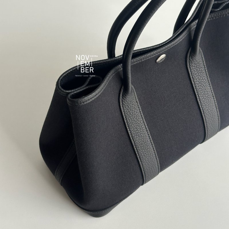 閒置新🫰🏻有購證🙌🏻 Hermès 愛馬仕 Garden Party 30 帆布黑-4