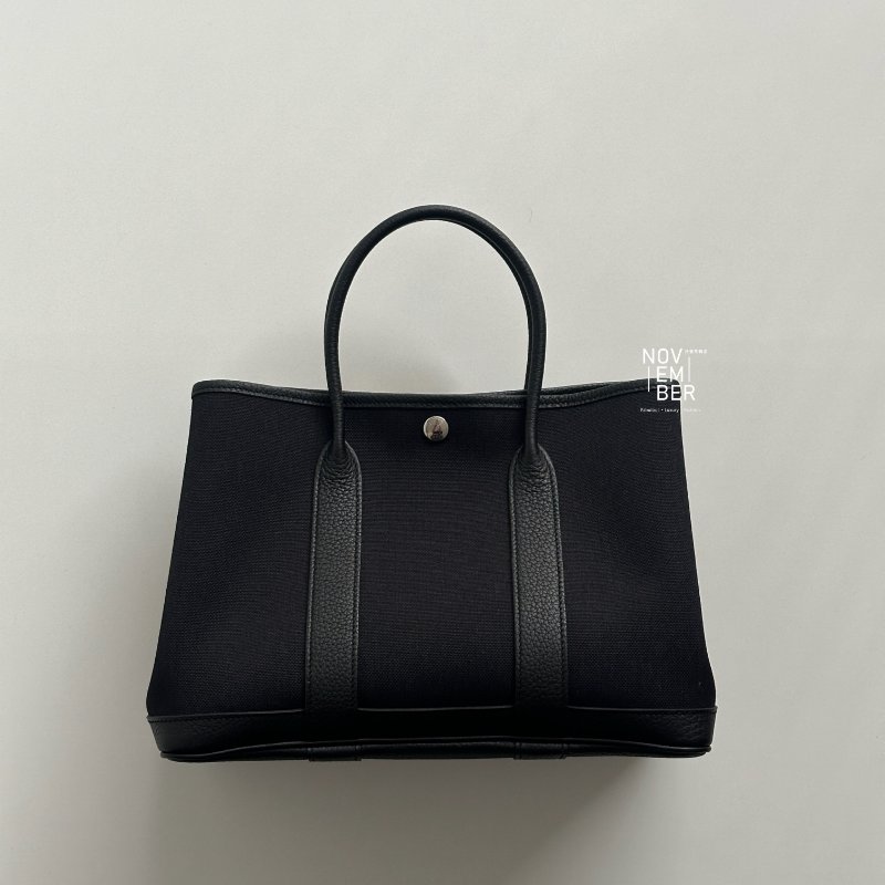 閒置新🫰🏻有購證🙌🏻 Hermès 愛馬仕 Garden Party 30 帆布黑-5