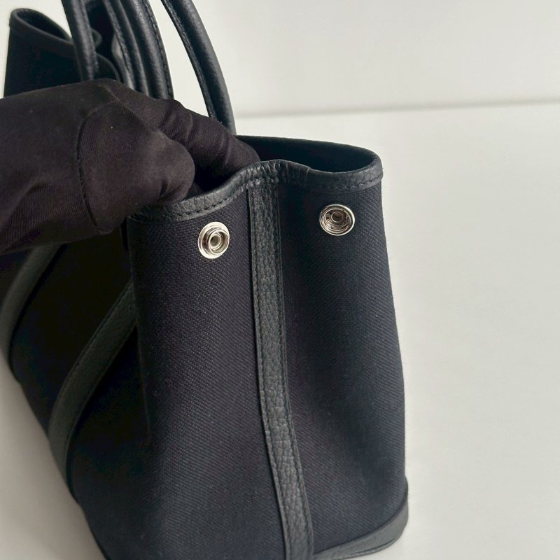 閒置新🫰🏻有購證🙌🏻 Hermès 愛馬仕 Garden Party 30 帆布黑-6