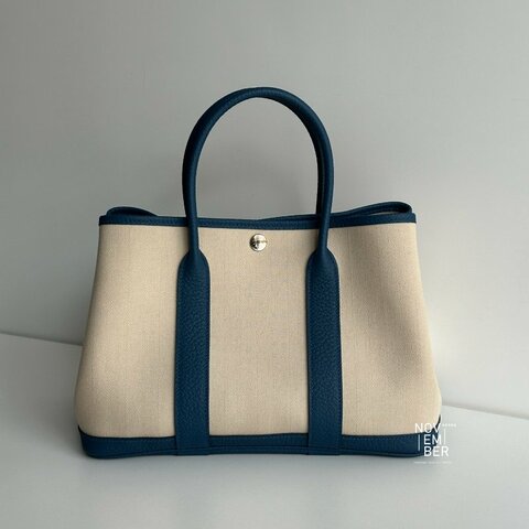 閒置新🫰🏻 Hermès 愛馬仕 Garden Party 30 白拼藍