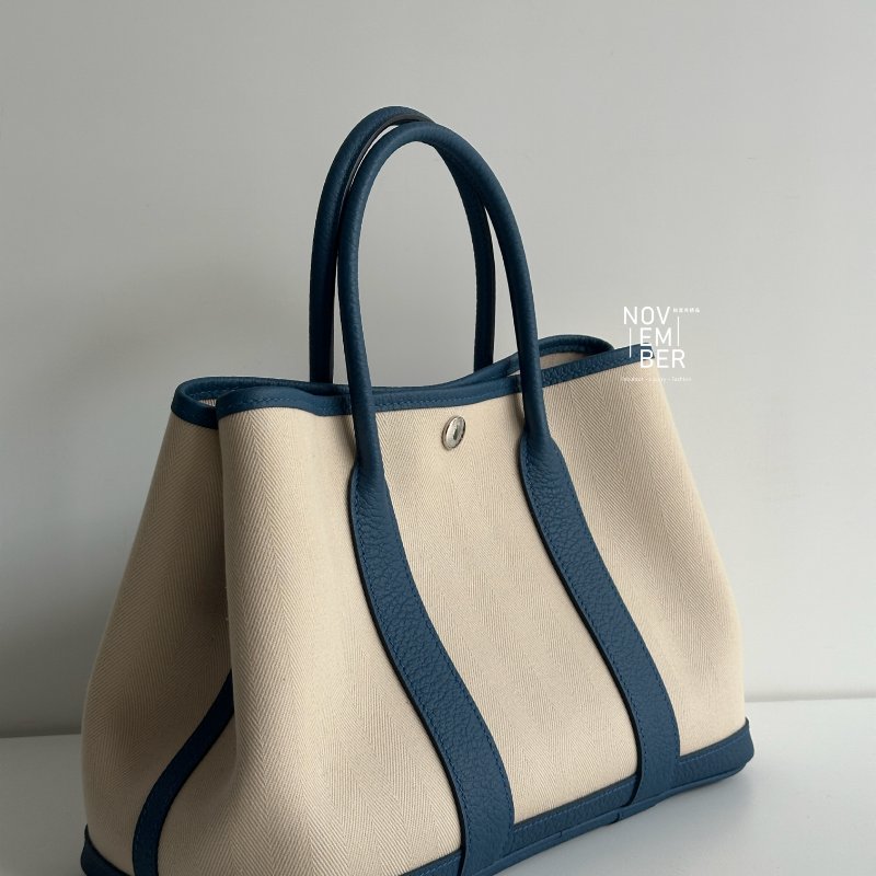 閒置新🫰🏻 Hermès 愛馬仕 Garden Party 30 白拼藍-1