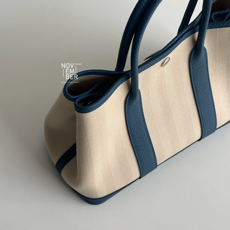 閒置新🫰🏻 Hermès 愛馬仕 Garden Party 30 白拼藍-4
