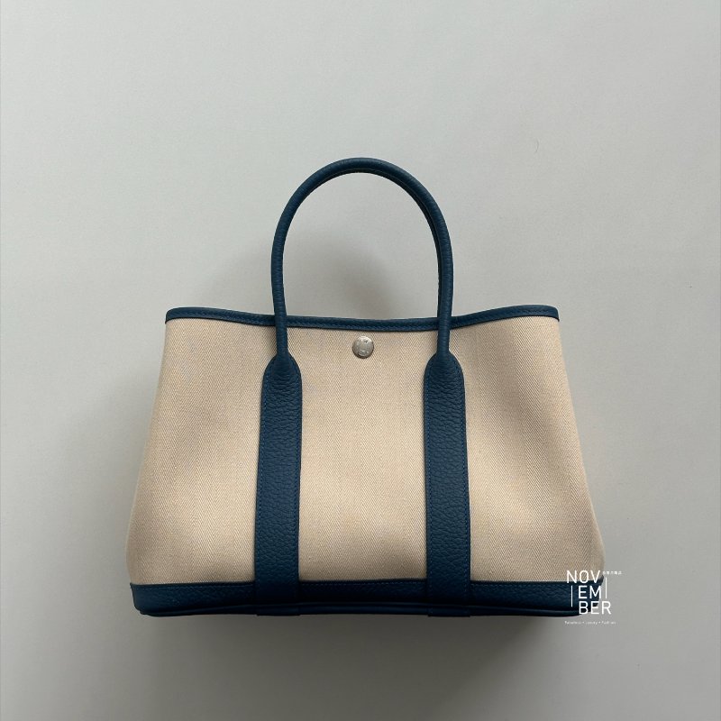 閒置新🫰🏻 Hermès 愛馬仕 Garden Party 30 白拼藍-5