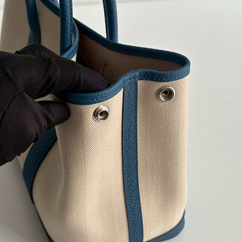 閒置新🫰🏻 Hermès 愛馬仕 Garden Party 30 白拼藍-12