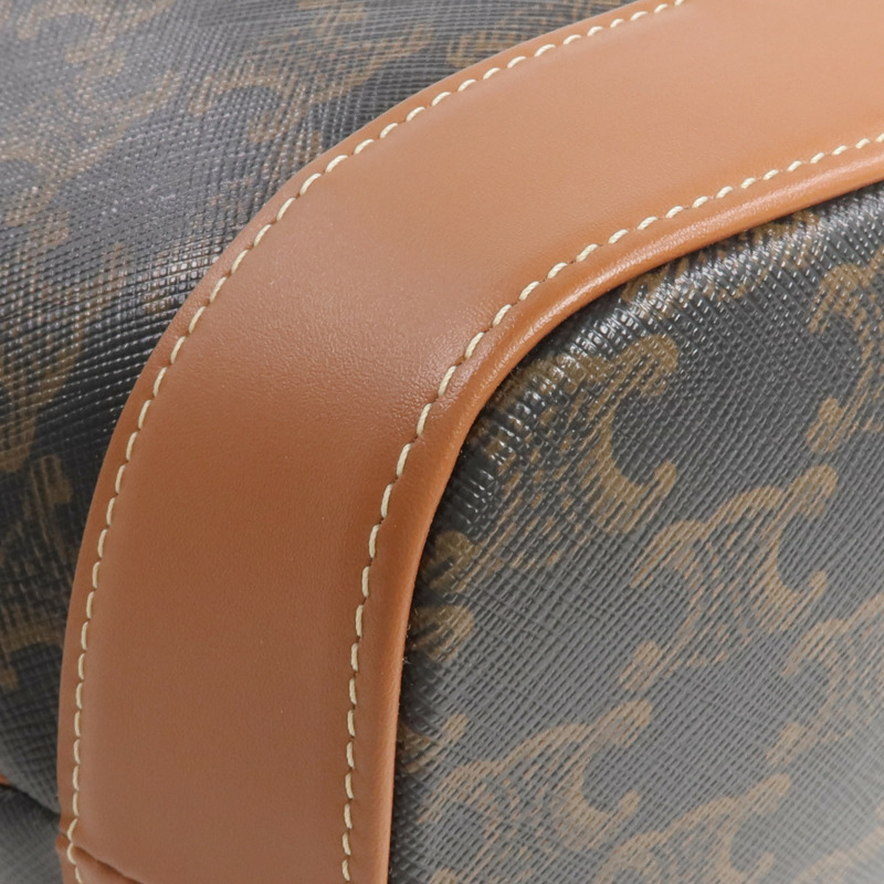 CELINE 塗層帆布Triomphe Bucket金扣肩背袋-8