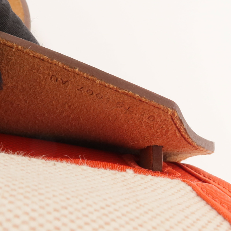 HERMES 塗層帆布Herbag PM銀扣手挽肩背兩用袋Orange-8