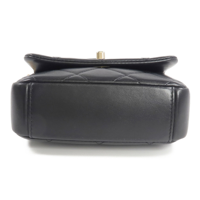 CHANEL 羊皮皮革Chain Shoulder金扣鏈帶肩背袋-3