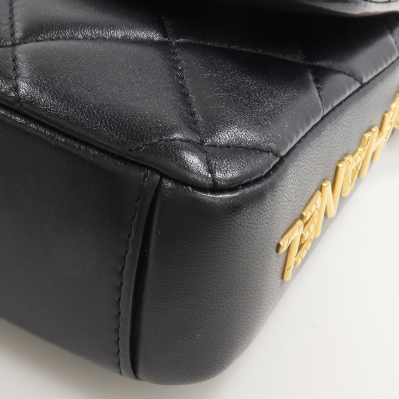 CHANEL 羊皮皮革Chain Shoulder金扣鏈帶肩背袋-5