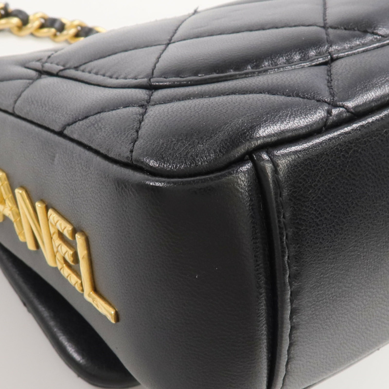 CHANEL 羊皮皮革Chain Shoulder金扣鏈帶肩背袋-8
