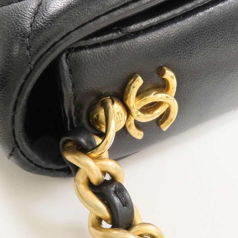 CHANEL 羊皮皮革Chain Shoulder金扣鏈帶肩背袋-17