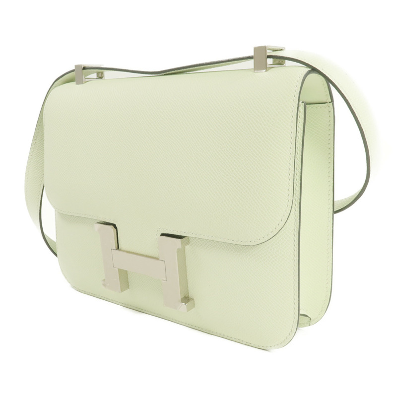 HERMES Epsom皮革Constance 24銀扣肩背袋Vert Fizz-2