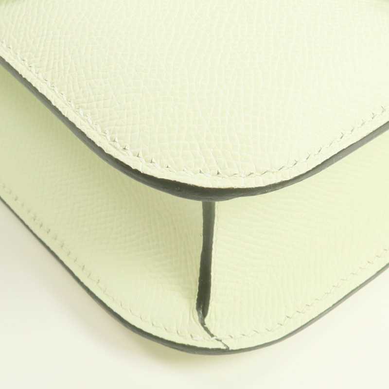 HERMES Epsom皮革Constance 24銀扣肩背袋Vert Fizz-6