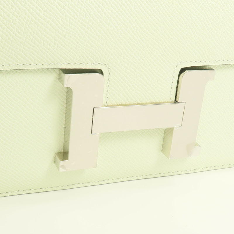 HERMES Epsom皮革Constance 24銀扣肩背袋Vert Fizz-9