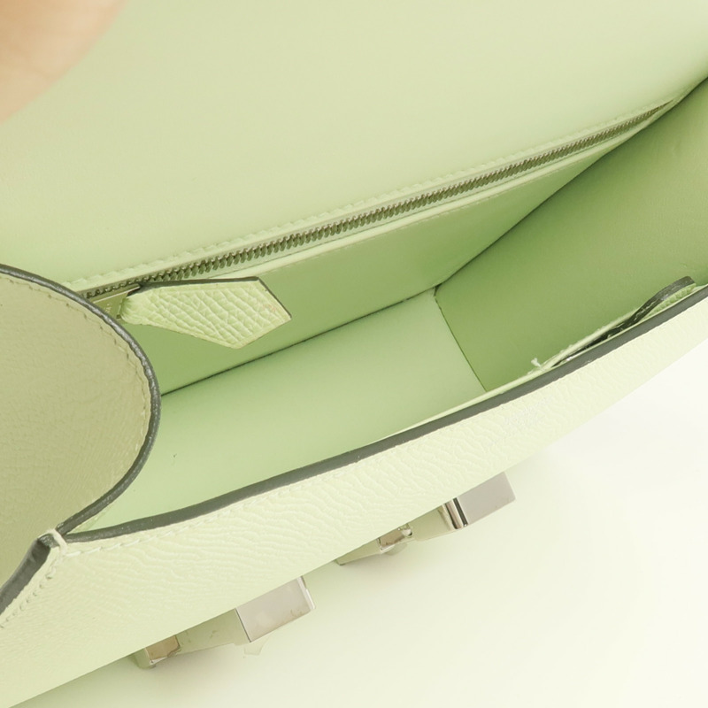 HERMES Epsom皮革Constance 24銀扣肩背袋Vert Fizz-10