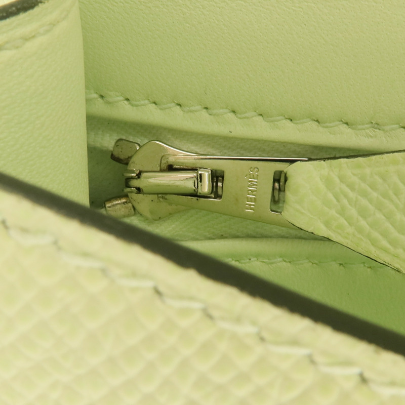 HERMES Epsom皮革Constance 24銀扣肩背袋Vert Fizz-11