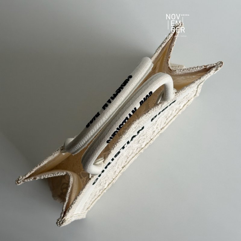 98新🤍 Dior 迪奧 Book Tote 中型托特包 黑字白色蕾絲-3