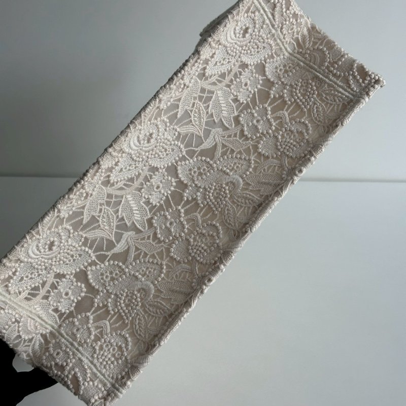 98新🤍 Dior 迪奧 Book Tote 中型托特包 黑字白色蕾絲-6