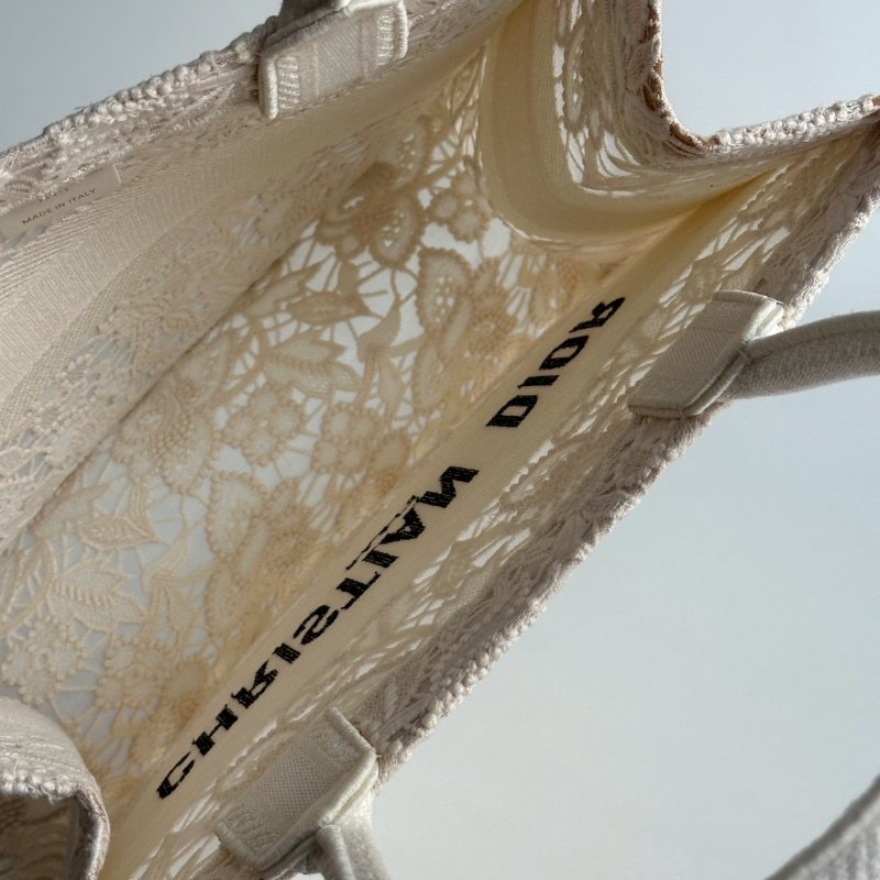98新🤍 Dior 迪奧 Book Tote 中型托特包 黑字白色蕾絲-7