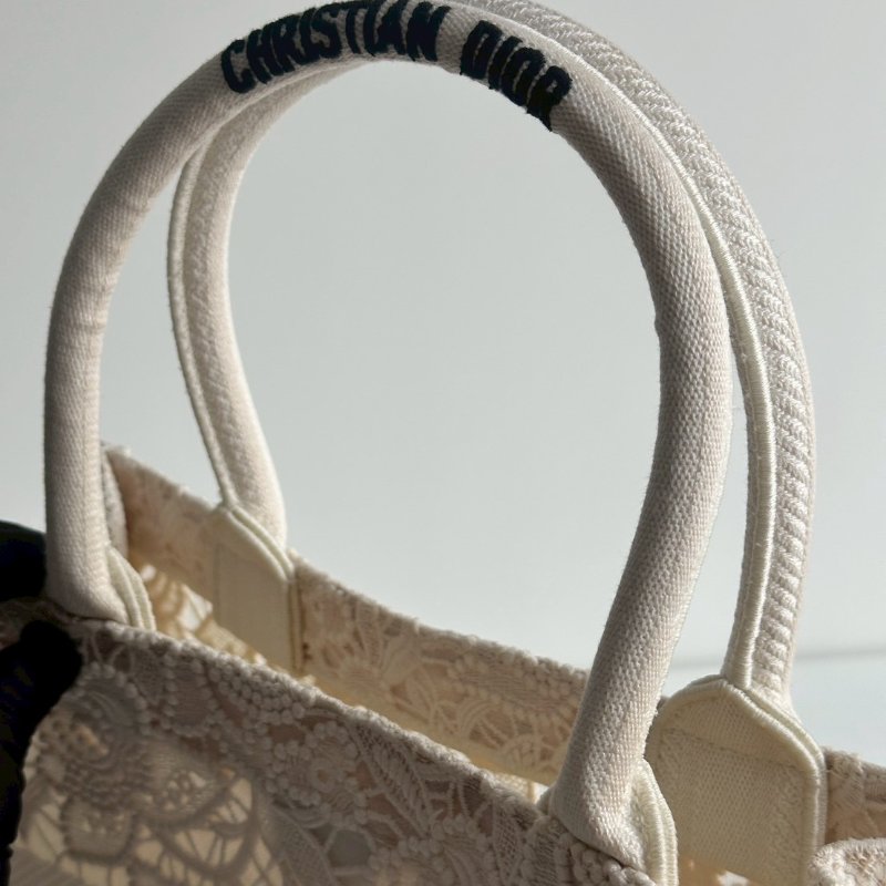 98新🤍 Dior 迪奧 Book Tote 中型托特包 黑字白色蕾絲-13