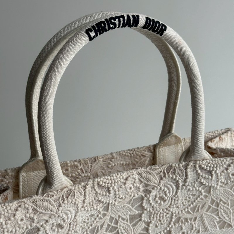 98新🤍 Dior 迪奧 Book Tote 中型托特包 黑字白色蕾絲-14
