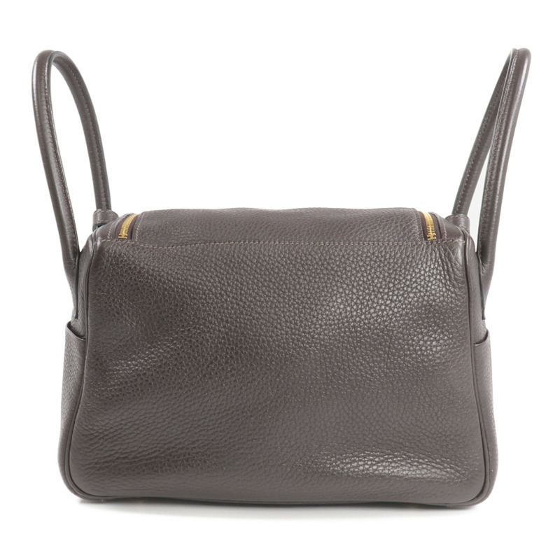 HERMES Clemence皮革Lindy 26金扣手挽肩背兩用袋Ebene-1