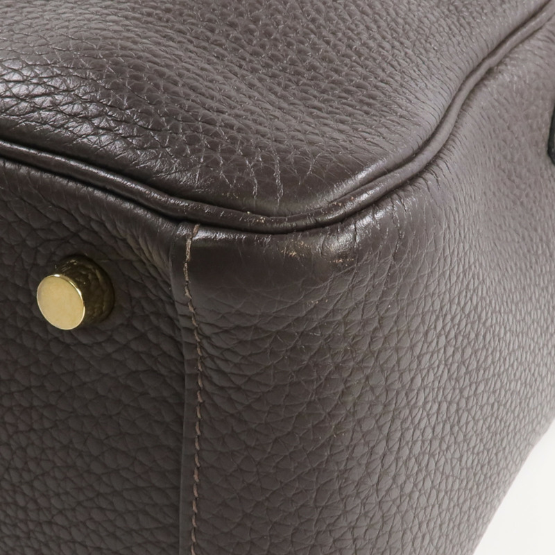 HERMES Clemence皮革Lindy 26金扣手挽肩背兩用袋Ebene-5