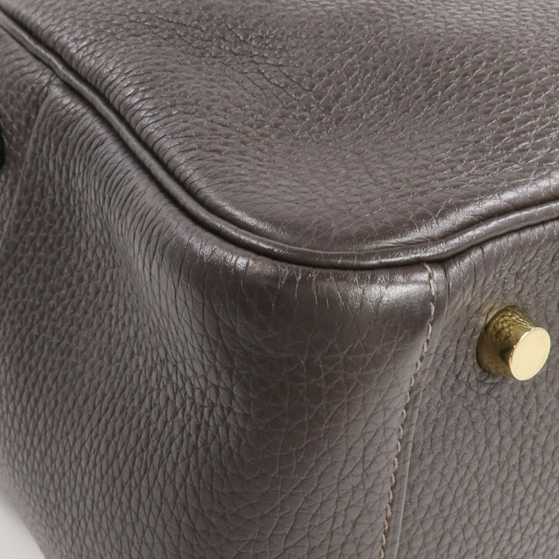 HERMES Clemence皮革Lindy 26金扣手挽肩背兩用袋Ebene-6