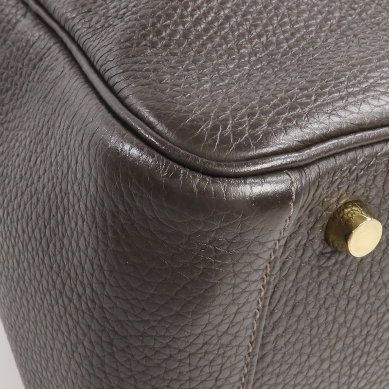 HERMES Clemence皮革Lindy 26金扣手挽肩背兩用袋Ebene-8