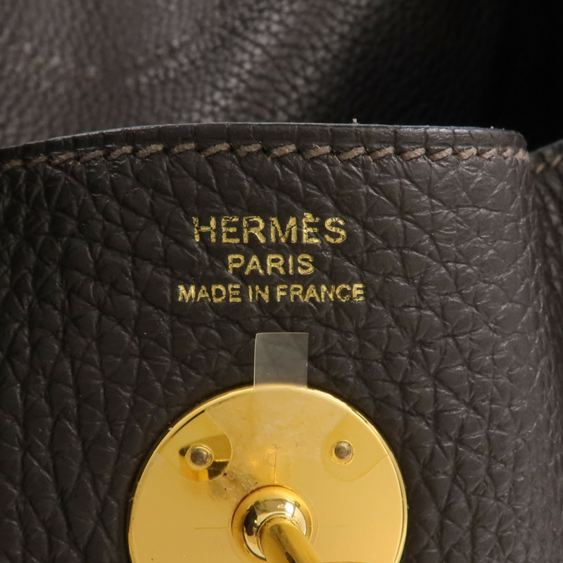 HERMES Clemence皮革Lindy 26金扣手挽肩背兩用袋Ebene-11