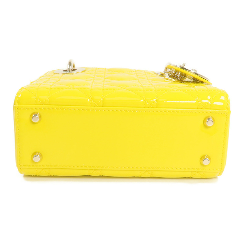 Dior 漆皮皮革Mini Lady Dior金扣鏈帶手挽肩背兩用袋-3