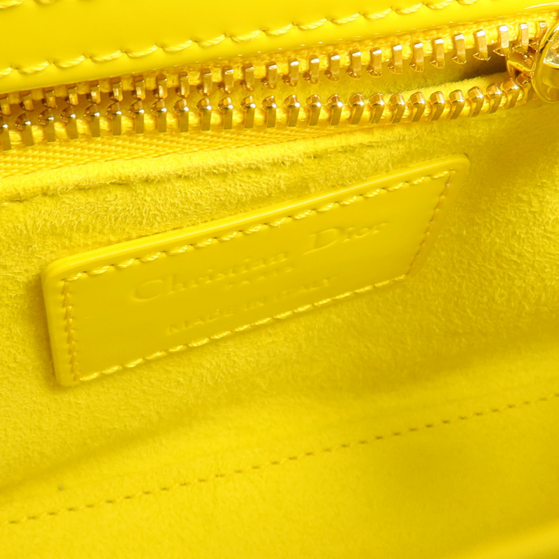 Dior 漆皮皮革Mini Lady Dior金扣鏈帶手挽肩背兩用袋-7