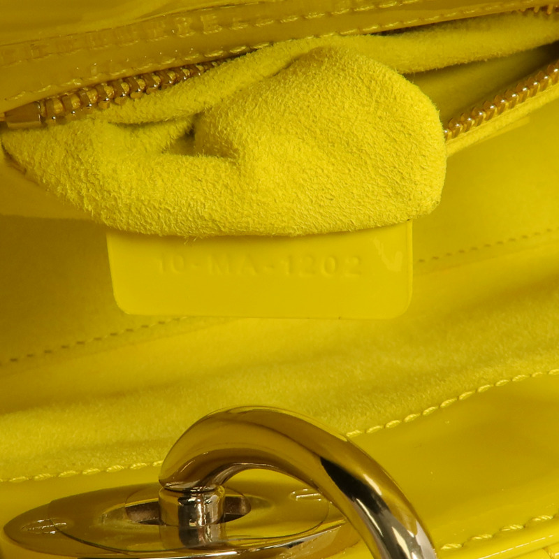 Dior 漆皮皮革Mini Lady Dior金扣鏈帶手挽肩背兩用袋-9