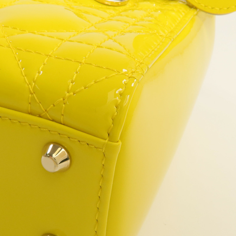 Dior 漆皮皮革Mini Lady Dior金扣鏈帶手挽肩背兩用袋-10