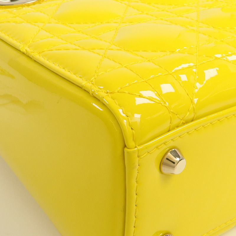 Dior 漆皮皮革Mini Lady Dior金扣鏈帶手挽肩背兩用袋-11