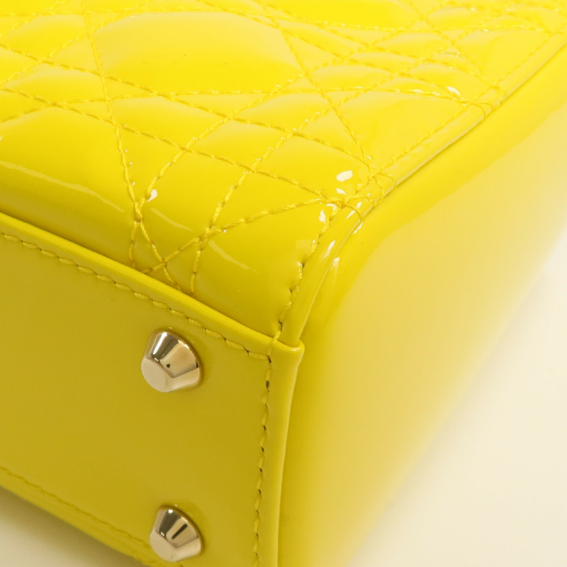 Dior 漆皮皮革Mini Lady Dior金扣鏈帶手挽肩背兩用袋-12