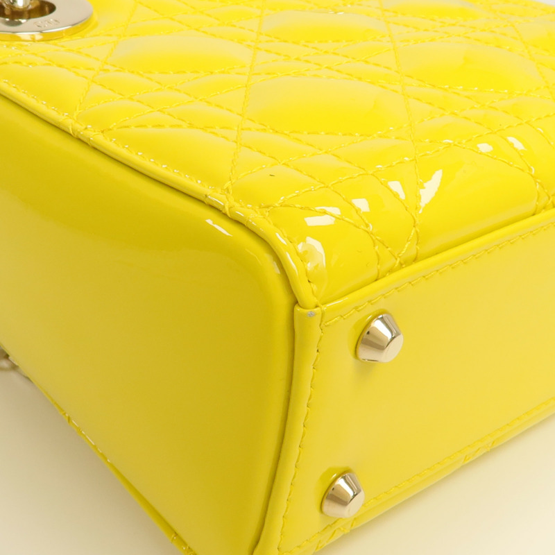 Dior 漆皮皮革Mini Lady Dior金扣鏈帶手挽肩背兩用袋-13