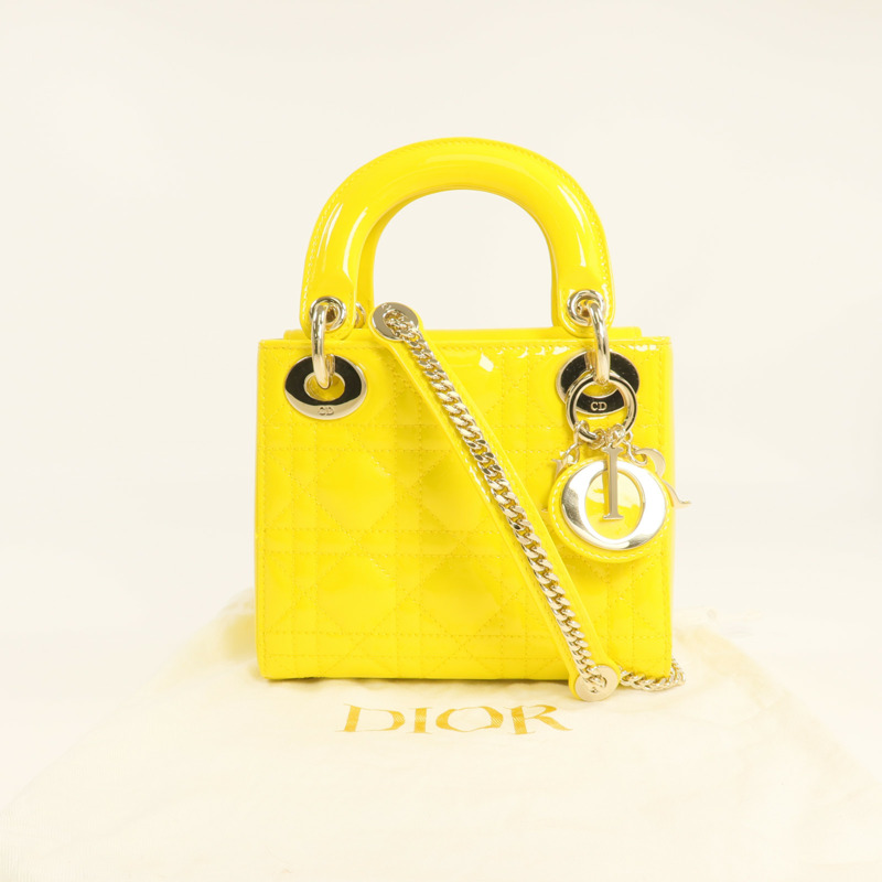 Dior 漆皮皮革Mini Lady Dior金扣鏈帶手挽肩背兩用袋-14