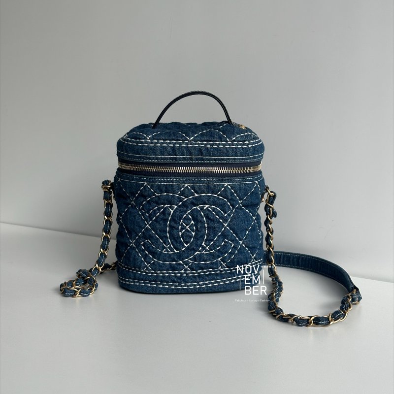 98新💙 保卡款 Chanel 香奈兒 牛仔手柄水桶包-0