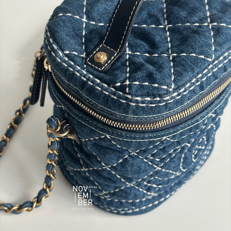 98新💙 保卡款 Chanel 香奈兒 牛仔手柄水桶包-1