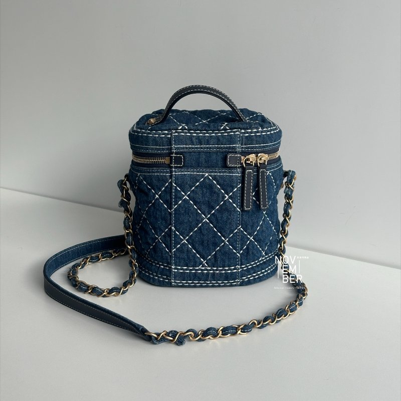 98新💙 保卡款 Chanel 香奈兒 牛仔手柄水桶包-4