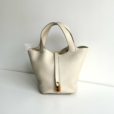 95新🤍 全配有購證🙌🏻 Hermès 愛馬仕 Picotin18 冰川白金釦