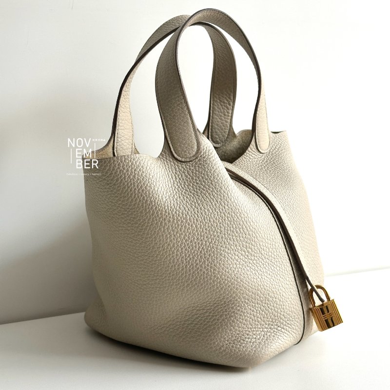 95新🤍 全配有購證🙌🏻 Hermès 愛馬仕 Picotin18 冰川白金釦-1