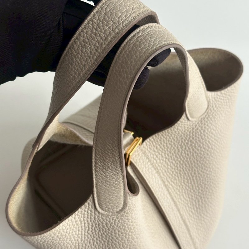 95新🤍 全配有購證🙌🏻 Hermès 愛馬仕 Picotin18 冰川白金釦-14