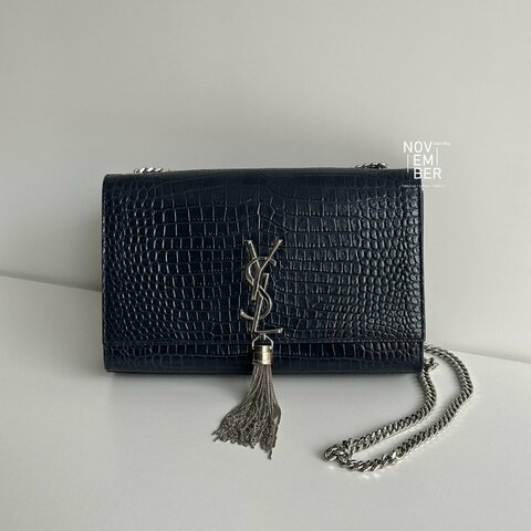 99新🆕 有購證🙌🏻 Saint Laurent YSL 聖羅蘭 流蘇包 深藍色銀釦