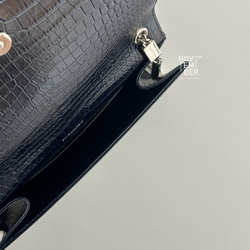 99新🆕 有購證🙌🏻 Saint Laurent YSL 聖羅蘭 流蘇包 深藍色銀釦-4