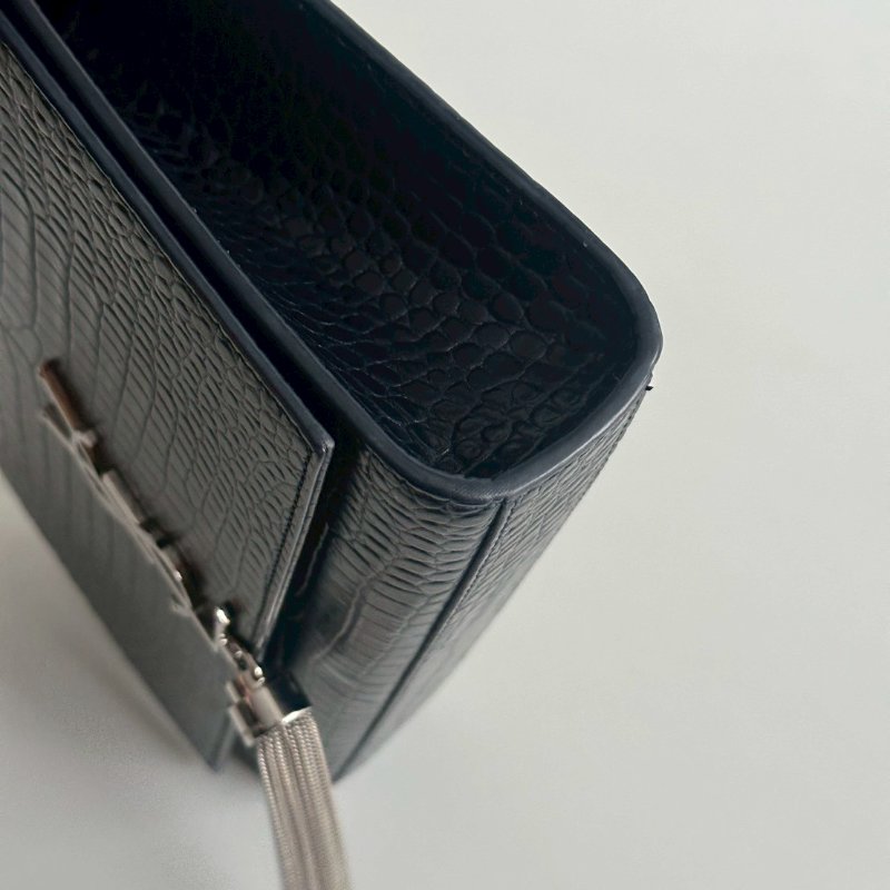 99新🆕 有購證🙌🏻 Saint Laurent YSL 聖羅蘭 流蘇包 深藍色銀釦-8