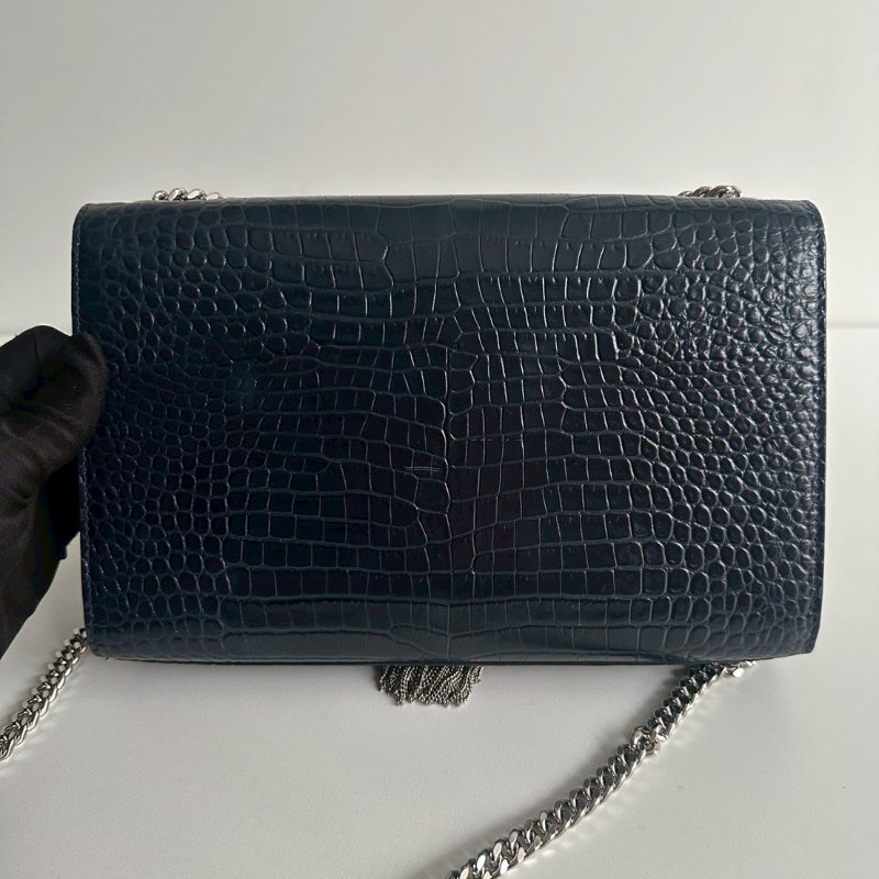 99新🆕 有購證🙌🏻 Saint Laurent YSL 聖羅蘭 流蘇包 深藍色銀釦-15