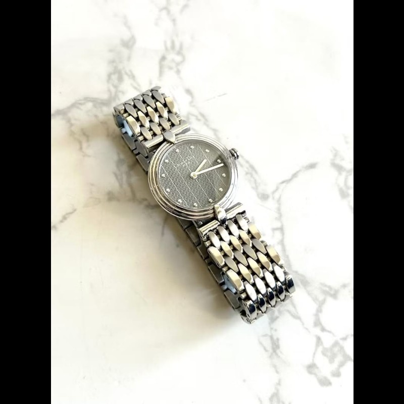 【LA LUNE】絕版稀有品 Dior灰銀色蜂巢圓盤手錶 古董錶 二手女裝腕錶 中古錶-1