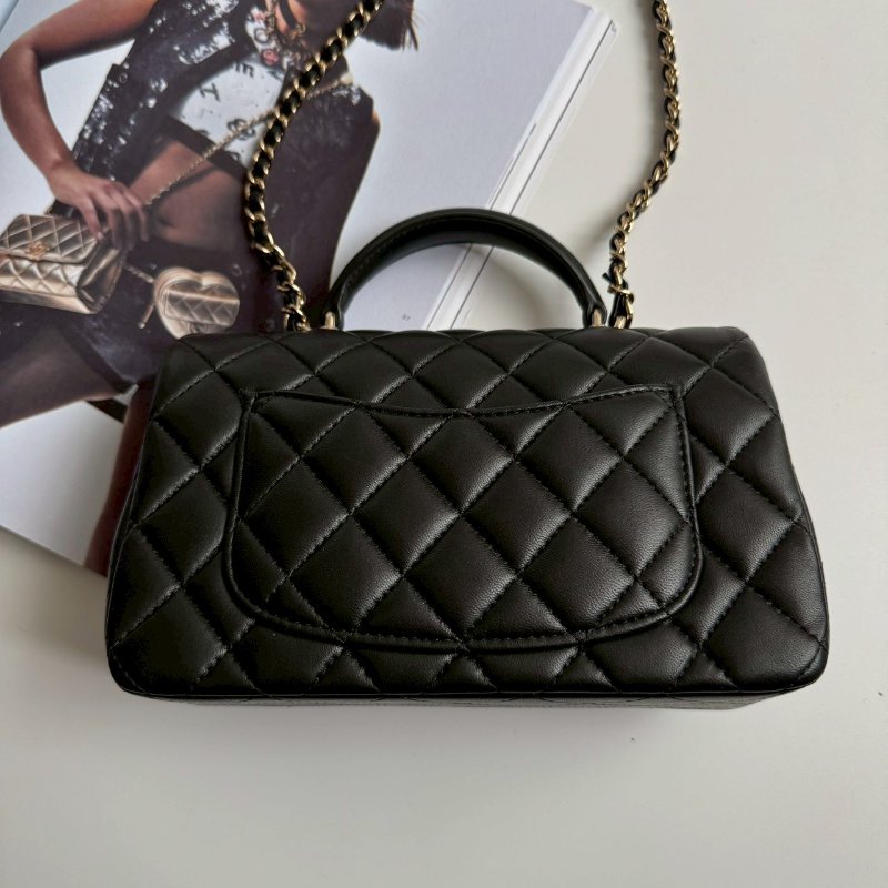 ✨絕對要買💖閒置未使用商品 Chanel 黑色菱格紋金釦 COCO20 手提肩背包-1